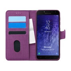 Microsonic Samsung Galaxy J4 Fabric Book Wallet Mor Cep Telefonu Kılıfı