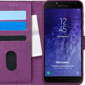 Microsonic Samsung Galaxy J4 Fabric Book Wallet Mor Cep Telefonu Kılıfı