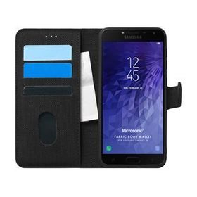 Microsonic Samsung Galaxy J4 Fabric Book Wallet Siyah Kılıf