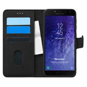 Microsonic Samsung Galaxy J4 Fabric Book Wallet Siyah Kılıf