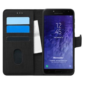 Microsonic Samsung Galaxy J4 Fabric Book Wallet Siyah Kılıf