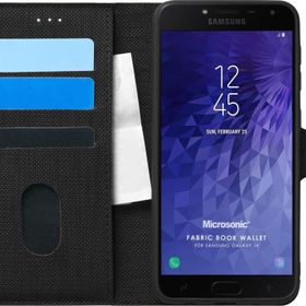 Microsonic Samsung Galaxy J4 Fabric Book Wallet Siyah Kılıf