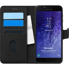 Microsonic Samsung Galaxy J4 Fabric Book Wallet Siyah Kılıf