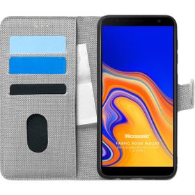 Microsonic Samsung Galaxy J4 Plus Fabric Book Wallet Gri Cep Telefonu Kılıfı