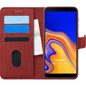 Microsonic Samsung Galaxy J4 Plus Fabric Book Wallet Kırmızı Kılıf