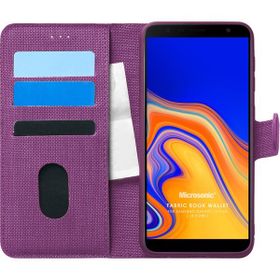 Microsonic Samsung Galaxy J4 Plus Fabric Book Wallet Mor Cep Telefonu Kılıfı