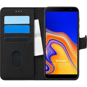 Microsonic Samsung Galaxy J4 Plus Fabric Book Wallet Siyah Kılıf