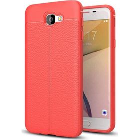 Microsonic Samsung Galaxy J5 Prime Deri Dokulu Kırmızı Silikon Kılıf