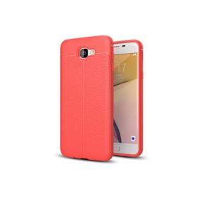 Microsonic Samsung Galaxy J5 Prime Deri Dokulu Kırmızı Silikon Kılıf