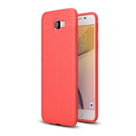 Microsonic Samsung Galaxy J5 Prime Deri Dokulu Kırmızı Silikon Kılıf