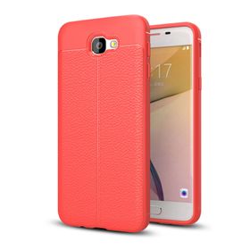 Microsonic Samsung Galaxy J5 Prime Deri Dokulu Kırmızı Silikon Kılıf