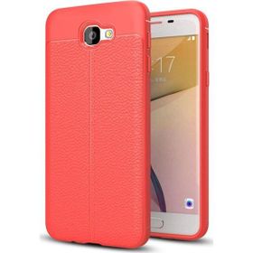 Microsonic Samsung Galaxy J5 Prime Deri Dokulu Kırmızı Silikon Kılıf