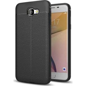 Microsonic Samsung Galaxy J5 Prime Deri Dokulu Siyah Silikon Kılıf