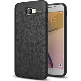 Microsonic Samsung Galaxy J5 Prime Deri Dokulu Siyah Silikon Kılıf