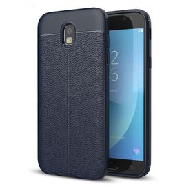 Microsonic Samsung Galaxy J5 Pro Suni Deri Dokulu Silikon Lacivert Kılıf