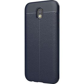 Microsonic Samsung Galaxy J5 Pro Suni Deri Dokulu Silikon Lacivert Kılıf