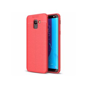 Microsonic Samsung Galaxy J6 Deri Dokulu Silikon Kırmızı Kılıf