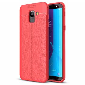 Microsonic Samsung Galaxy J6 Deri Dokulu Silikon Kırmızı Kılıf