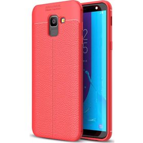 Microsonic Samsung Galaxy J6 Deri Dokulu Silikon Kırmızı Kılıf