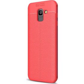 Microsonic Samsung Galaxy J6 Deri Dokulu Silikon Kırmızı Kılıf