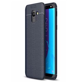 Microsonic Samsung Galaxy J6 Deri Dokulu Silikon Lacivert Kılıf