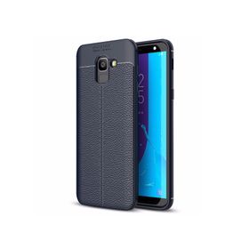 Microsonic Samsung Galaxy J6 Deri Dokulu Silikon Lacivert Kılıf