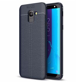 Microsonic Samsung Galaxy J6 Deri Dokulu Silikon Lacivert Kılıf