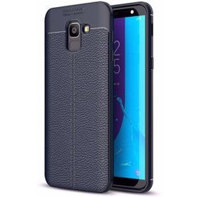 Microsonic Samsung Galaxy J6 Deri Dokulu Silikon Lacivert Kılıf