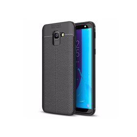 Microsonic Samsung Galaxy J6 Deri Dokulu Silikon Siyah Kılıf
