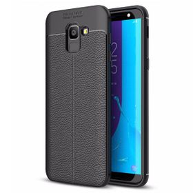 Microsonic Samsung Galaxy J6 Deri Dokulu Silikon Siyah Kılıf