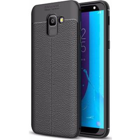 Microsonic Samsung Galaxy J6 Deri Dokulu Silikon Siyah Kılıf