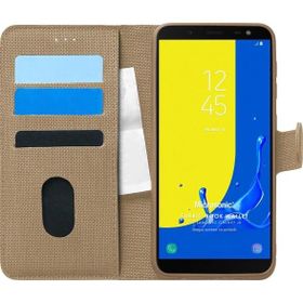 Microsonic Samsung Galaxy J6 Fabric Book Wallet Gold Cep Telefonu Kılıfı