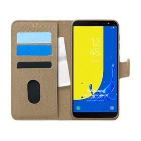 Microsonic Samsung Galaxy J6 Fabric Book Wallet Gold Cep Telefonu Kılıfı