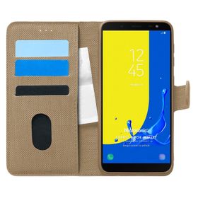 Microsonic Samsung Galaxy J6 Fabric Book Wallet Gold Cep Telefonu Kılıfı