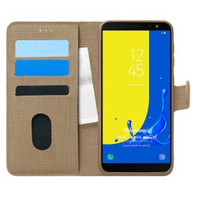 Microsonic Samsung Galaxy J6 Fabric Book Wallet Gold Cep Telefonu Kılıfı