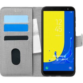 Microsonic Samsung Galaxy J6 Fabric Book Wallet Gri Cep Telefonu Kılıfı