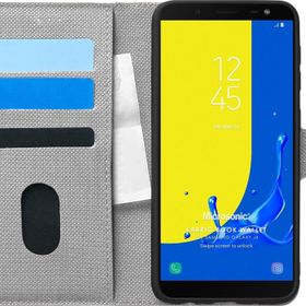 Microsonic Samsung Galaxy J6 Fabric Book Wallet Gri Cep Telefonu Kılıfı