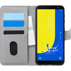 Microsonic Samsung Galaxy J6 Fabric Book Wallet Gri Cep Telefonu Kılıfı