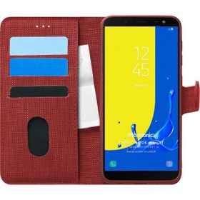 Microsonic Samsung Galaxy J6 Fabric Book Wallet Kırmızı Kılıf