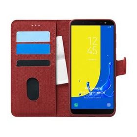 Microsonic Samsung Galaxy J6 Fabric Book Wallet Kırmızı Kılıf