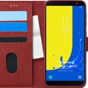 Microsonic Samsung Galaxy J6 Fabric Book Wallet Kırmızı Kılıf