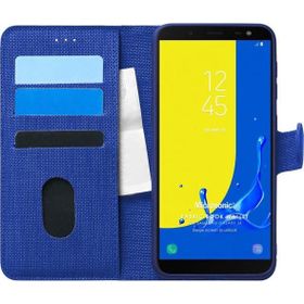 Microsonic Samsung Galaxy J6 Fabric Book Wallet Lacivert Kılıf