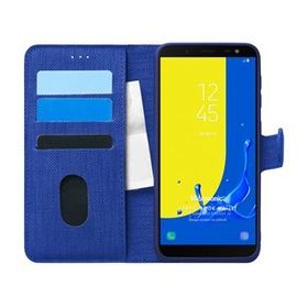 Microsonic Samsung Galaxy J6 Fabric Book Wallet Lacivert Kılıf