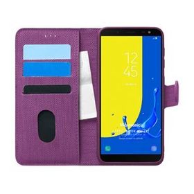 Microsonic Samsung Galaxy J6 Fabric Book Wallet Mor Cep Telefonu Kılıfı