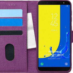 Microsonic Samsung Galaxy J6 Fabric Book Wallet Mor Cep Telefonu Kılıfı