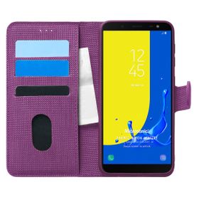 Microsonic Samsung Galaxy J6 Fabric Book Wallet Mor Cep Telefonu Kılıfı