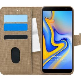 Microsonic Samsung Galaxy J6 Plus Fabric Book Wallet Gold Cep Telefonu Kılıfı