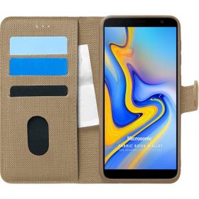 Microsonic Samsung Galaxy J6 Plus Fabric Book Wallet Gold Cep Telefonu Kılıfı