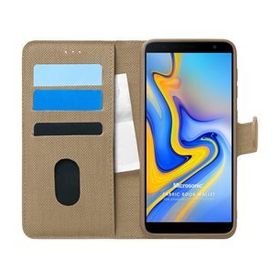 Microsonic Samsung Galaxy J6 Plus Fabric Book Wallet Gold Cep Telefonu Kılıfı