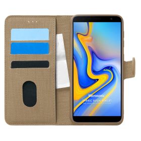 Microsonic Samsung Galaxy J6 Plus Fabric Book Wallet Gold Cep Telefonu Kılıfı
